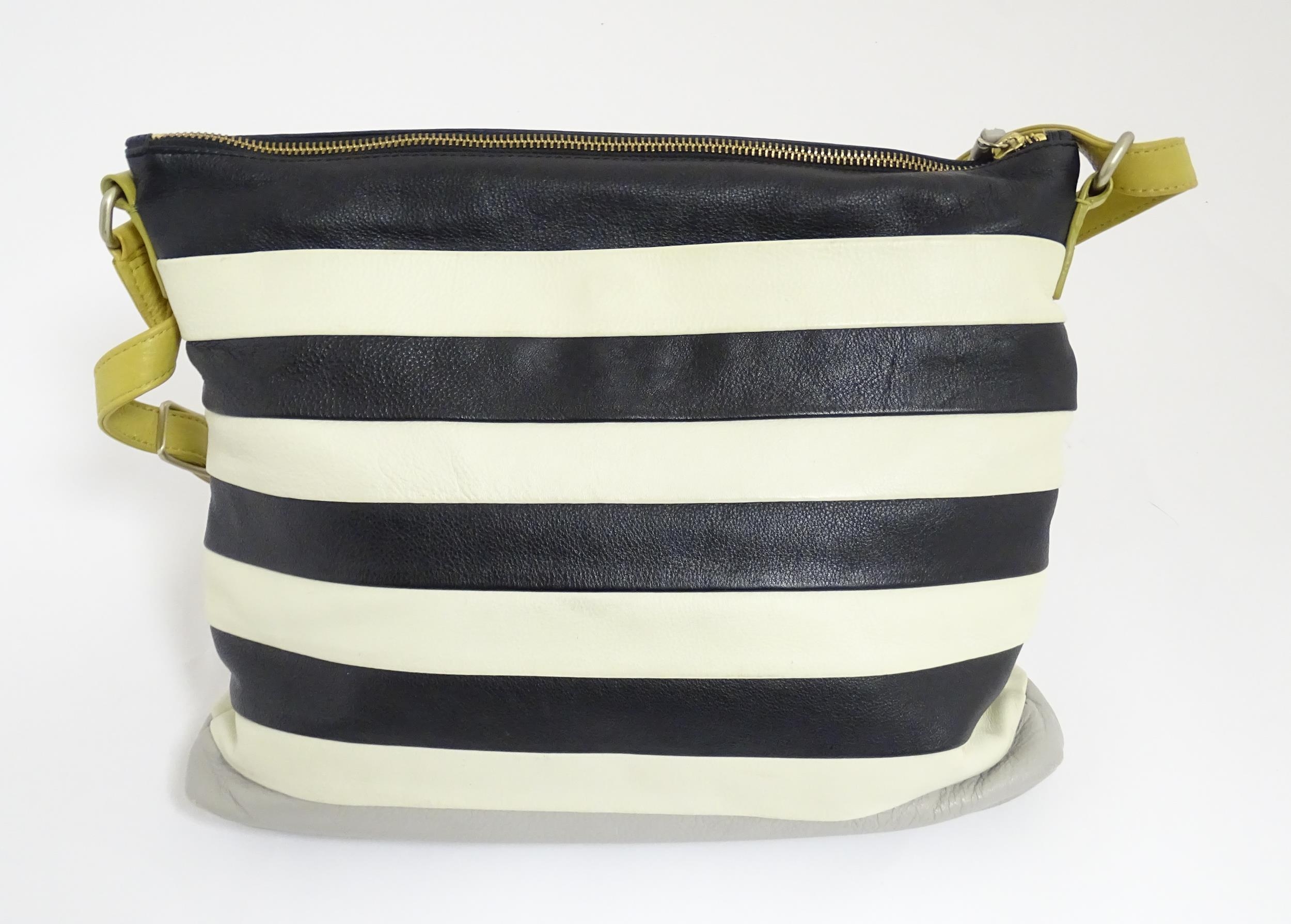 A Radley Putney leather stripe shoulder bag with original dust bag. Width approx. 14" Please - Image 6 of 9
