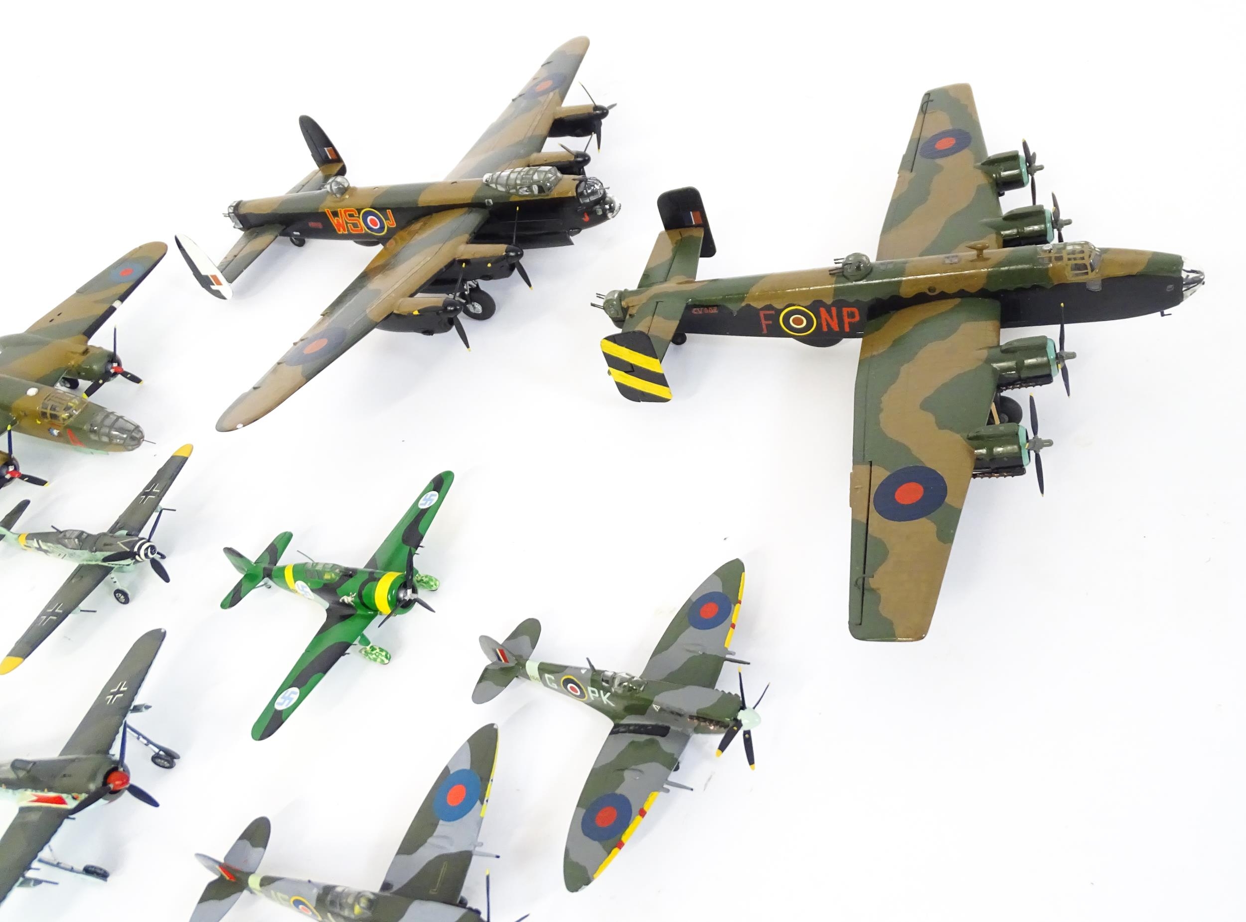 Toys: A quantity of Airfix scale model planes to include Spitfire, Mustang, Halifax Bomber, Avro - Image 3 of 13