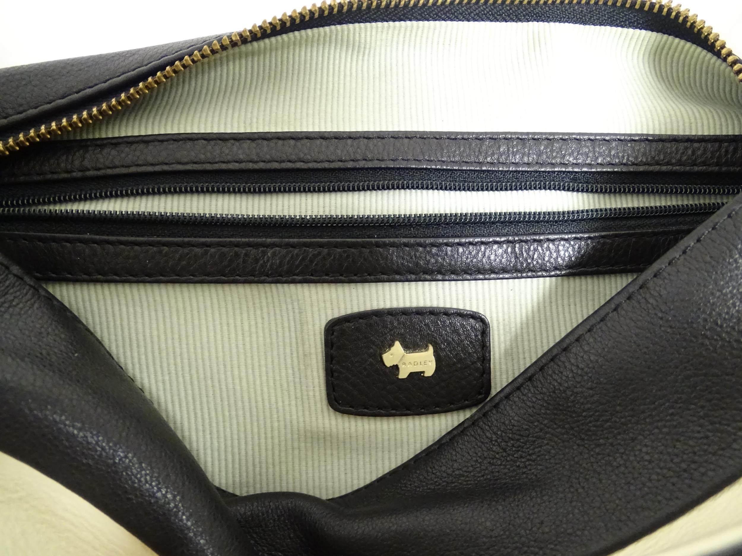 A Radley Putney leather stripe shoulder bag with original dust bag. Width approx. 14" Please - Image 9 of 9