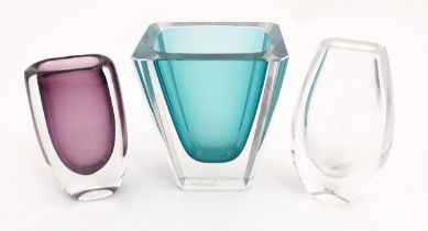 Scandinavian Glass : Three items of Swedish Kosta glass to include examples designed by Vicke