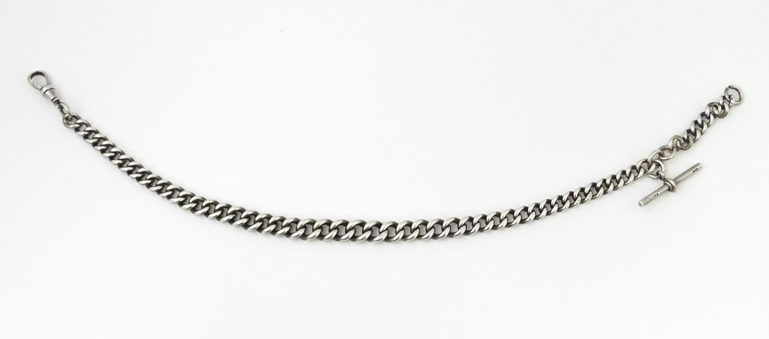 A silver graduated curb link pocket watch chain. Approx. 14 1/2" long Please Note - we do not make - Image 2 of 6