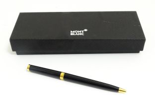 A cased Montblanc Noblesse Oblige ballpoint pen in black finish, approx 5 5/8" long Please Note - we