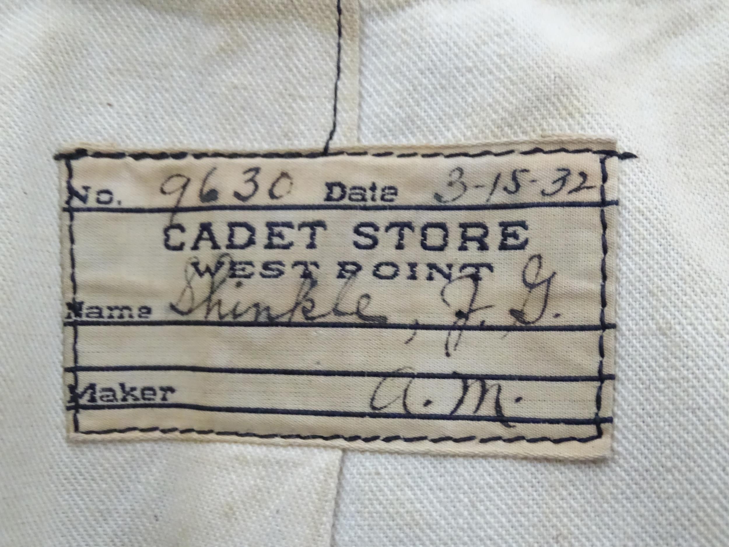 Militaria : a mid 20thC West Point Military Academy tailcoat tunic, with Cadet Store label and - Image 11 of 12