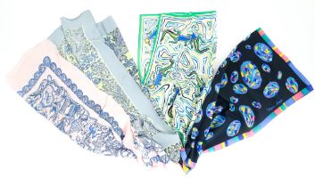 Vintage fashion / clothing: Four scarves to include a Balarinji Fresco scarf celebrating the