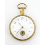 An 18thC fusee verge pocket watch The movement signed Ralph Ward 1785, Yarmouth. The white enamel