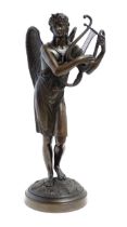 A bronze sculpture depicting Apollo playing a lyre. Approx. 21" high Please Note - we do not make