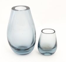 Two mid century Scandinavian glass vases. The tallest 8 1/4" high (2) Please Note - we do not make