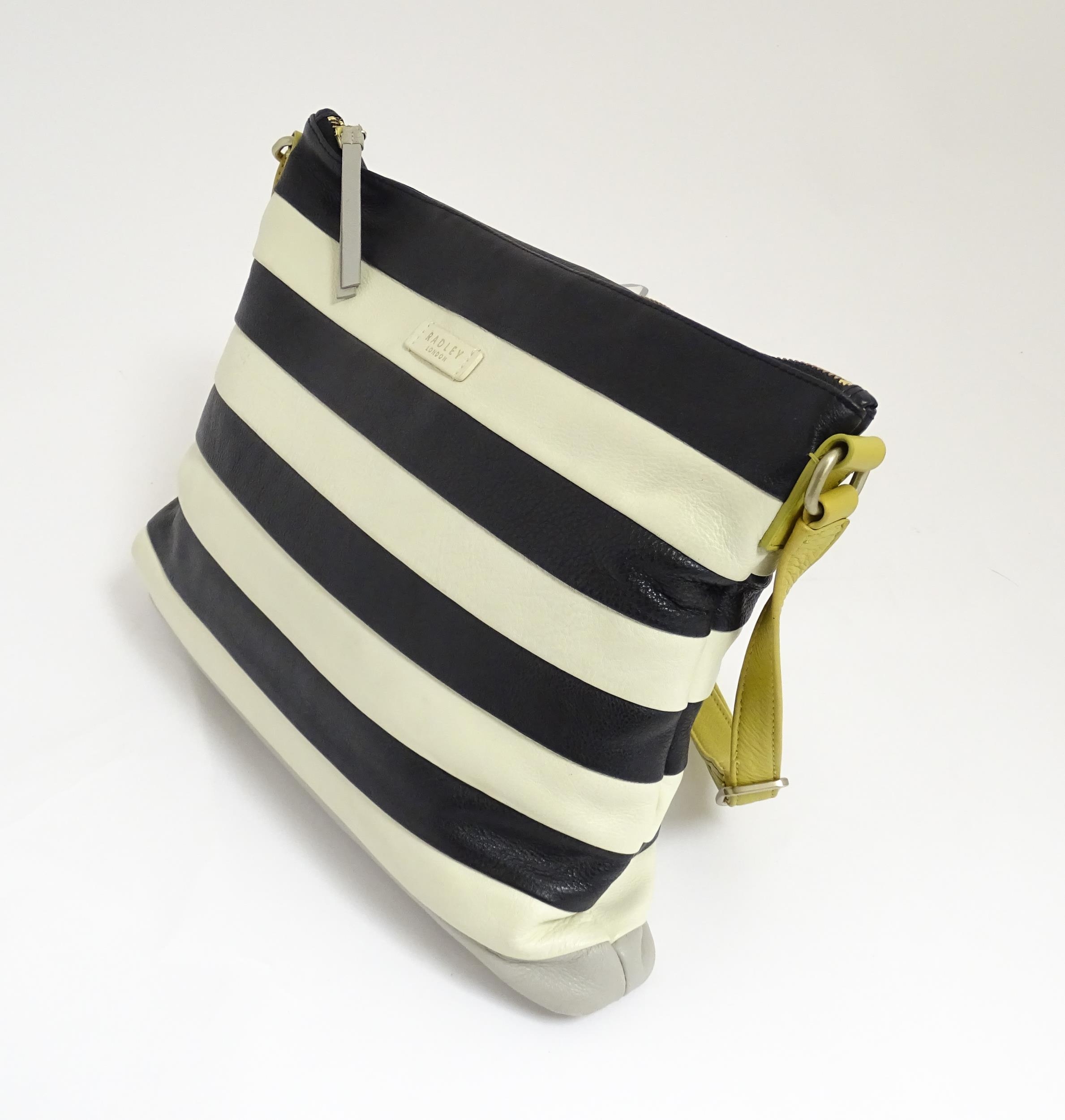 A Radley Putney leather stripe shoulder bag with original dust bag. Width approx. 14" Please - Image 3 of 9