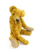Toy: A late 19th / early 20thC straw filled teddy bear with hump back, long snout with stitched nose