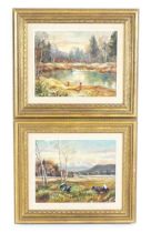 P. Biemuller, 20th century, Oil on board, A pair, A wooded river landscape with pheasants, and A