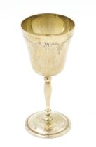A small silver pedestal cup / goblet hallmarked Birmingham 1971, maker Charles S. Green & Co Ltd.