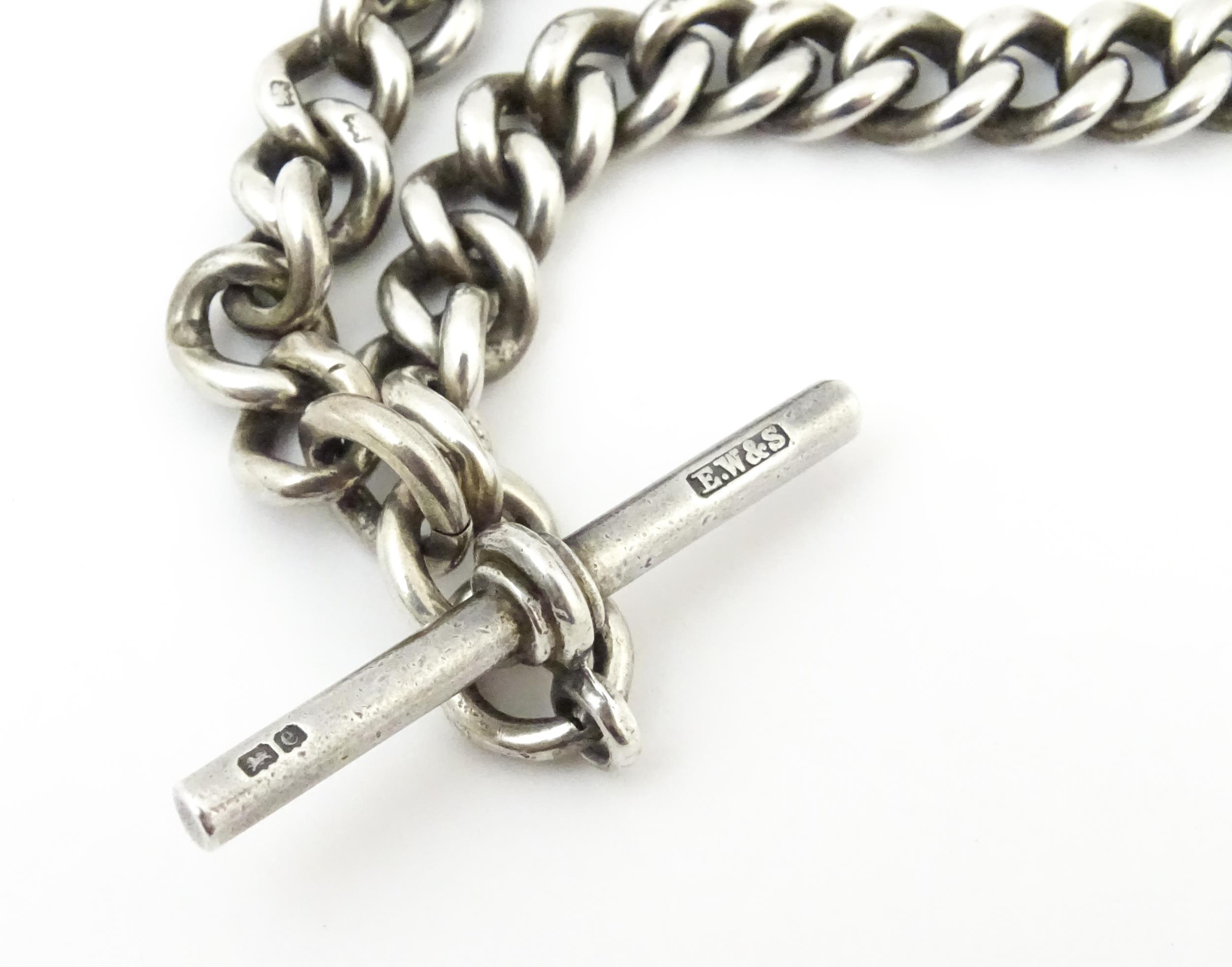 A silver graduated curb link pocket watch chain. Approx. 14 1/2" long Please Note - we do not make - Image 3 of 6