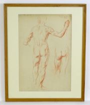 Ronald William (Josh) Kirby, (1928-2001), A red chalk study depicting a male nude with his hands