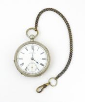 An American Waltham Watch Company pocket with with silver plated case, enamel dial with subsidiary
