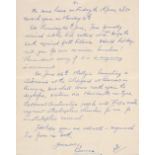 Wallis (Barnes Neville, 1887-1979). Autograph Letter Signed, 'Barnes', Whit Sunday, 20 May 1945