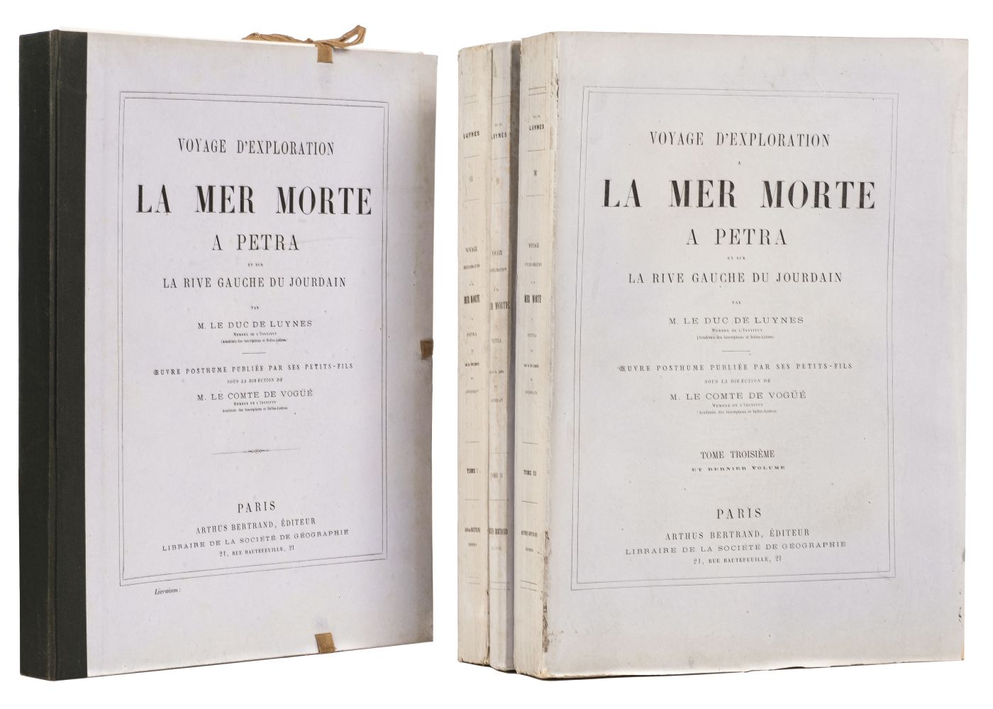 Luynes (Honoré Théodore). Voyage d'exploration à la mer Morte, à Petra, 4 volumes, 1868-74
