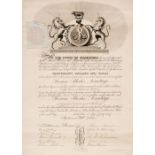 Medical Certificates. A group of 9 mostly paper certificates, c. 1847-53
