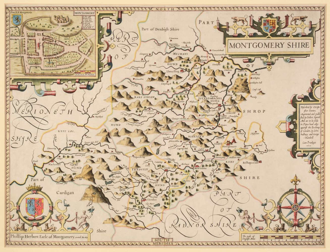 Montgomeryshire. Speed (John), Montgomery Shire, John Sudbury & George Humble, circa 1627