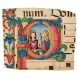 Illuminated miniature. An illuminated initial with miniature of Saints Liberata & Faustina, c.1480