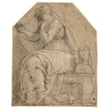 Il Semolei (Battista Franco, 1510-1561). Allegorical Figure of Chastity, black chalk