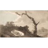 Sandby (Paul, 1731-1809). Landscape View with a Bridge, aquatint