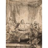 Rembrandt, Christ at Emmaus, 1654, etching, final state on wove paper