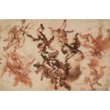 Piola (Domenico, 1627-1703). Studies of Putti in Flight, pen and ink and wash