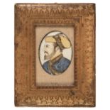 Mughal School. A 19th century portrait miniature of Shah Jahan