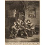 Suyderhoef (Jonas). Three Peasants in an Inn, 1647-1652, after A. van Ostade, engraving