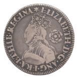 Elizabeth I (1558-1603). Sixpence, 1562, bust with plain dress, large rose, fine