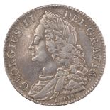 George II (1727-1760). Halfcrown, 1745, DECIMO NONO, old laureate and draped bust, very fine