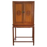 Collectors Cabinet. A modern eastern hardwood collectors cabinet on stand