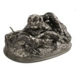 After Pierre-Jules Mené (1810-1879). A bronze sculpture modelled as two dogs hunting a fox