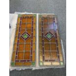 Stained Glass. A pair of art deco leaded glass panel