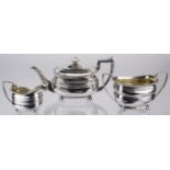 Tea Service. A matched George III silver three-piece tea set