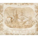 Handkerchief. A printed handkerchief depicting HMS Duke of Wellington, circa 1854