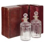 Decanters. A pair of Victorian glass decanters, probably for Campaign use circa 1870