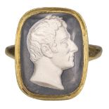 Duke of Wellington. A Victorian yellow metal gents mourning ring circa 1852
