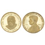 Sir Winston Churchill. Two gold commemorative medals