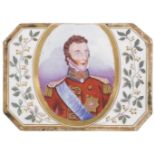 Duke of Wellington. A George III period porcelain plaque, unmarked but probably Worcester circa