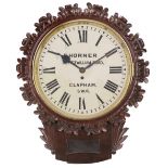 Clock. A Victorian drop dial mahogany wall clock