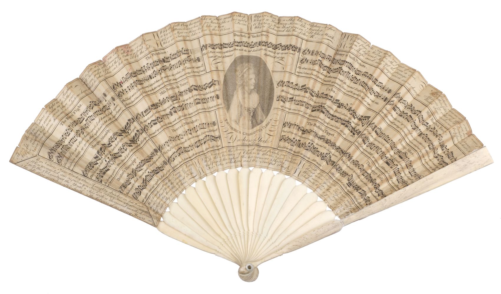 Dance fans. Two rare late 18th century dance fans,