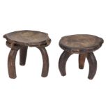 Tribal Art. A pair of early 20th century African hardwood stools