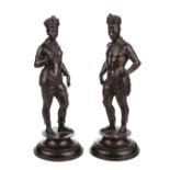 Indian School. A pair of late 19th century Indian bronze figures