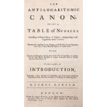 Dodson (James). The Anti-Logarithmic Canon. Being a Table of Numbers... , 1742
