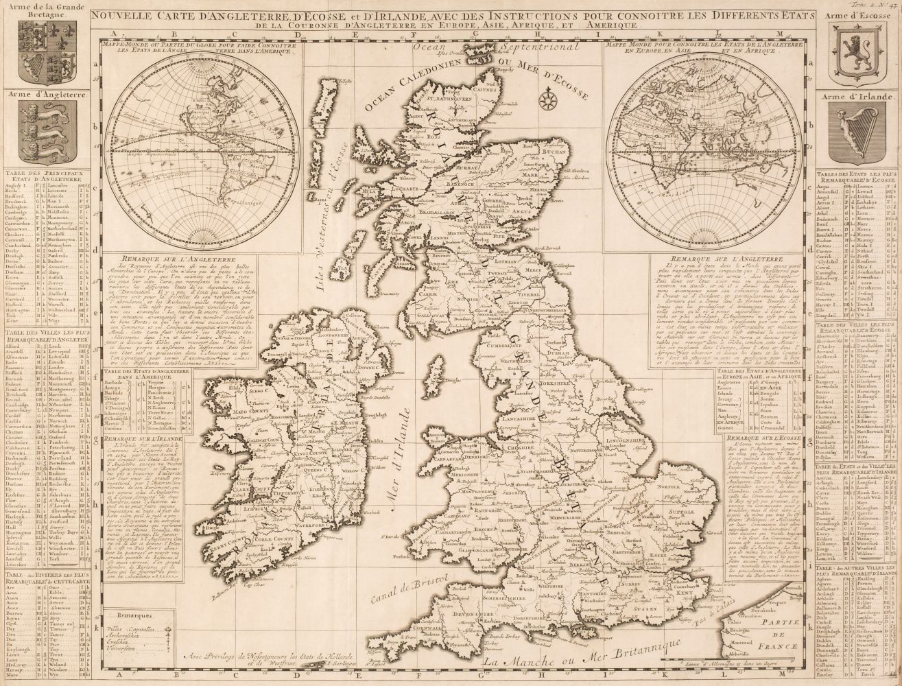 Chatelain (Henry Abraham). Nouvelle Carte d'Angleterre, d'Ecosse, et d'Irlande..., circa 1719