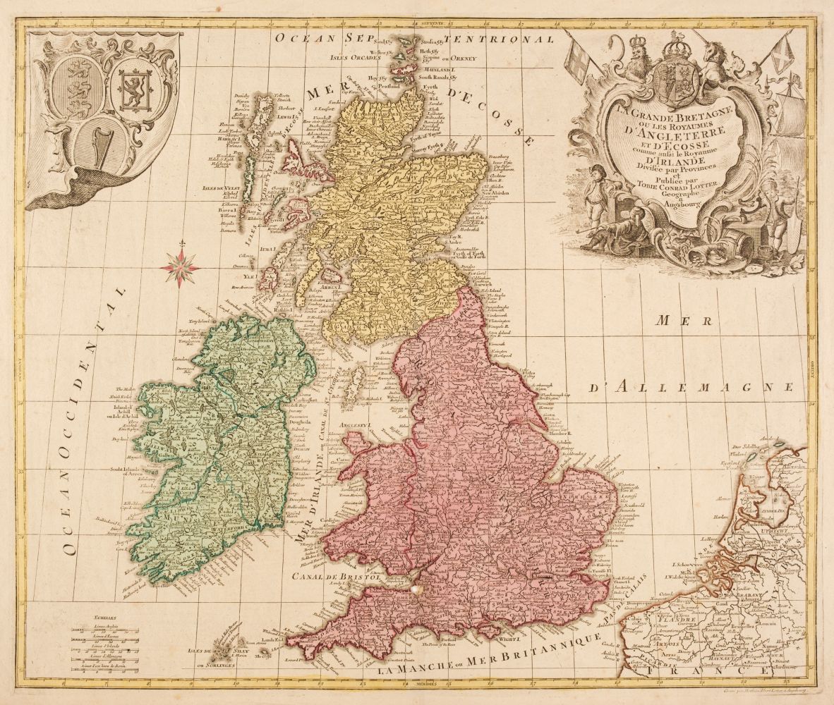 British Isles. Lotter (Tobias Conrad), Le Grande Bretagne..., Augsburg circa 1764