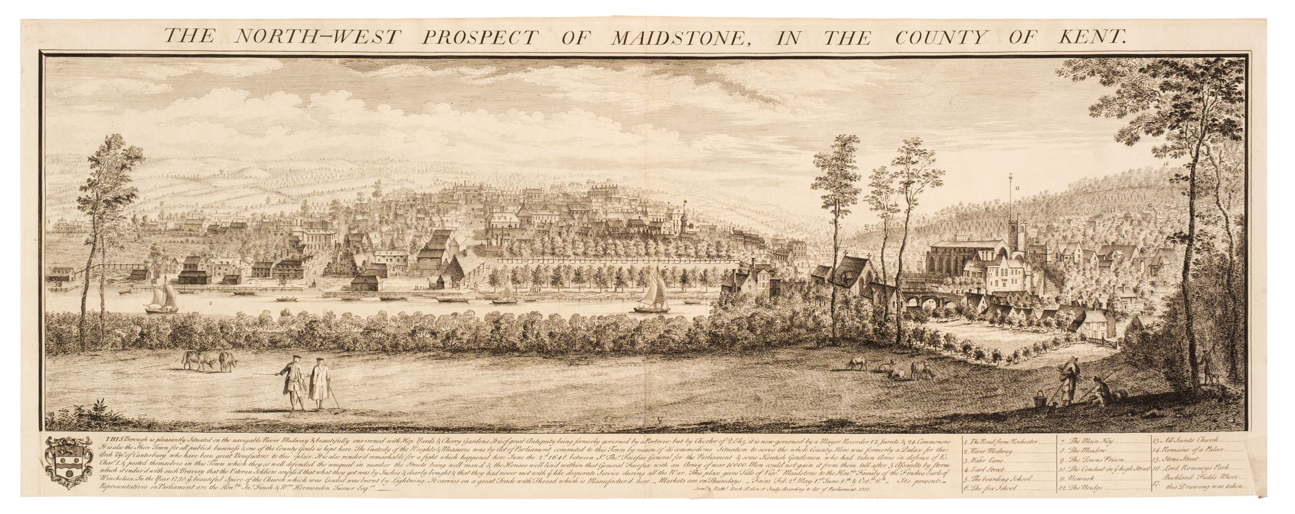 Buck (Samuel & Nathaniel). The North-West Prospect of Maidstone, in the County of Kent, 1738