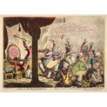 Gillray (James). A Kick at the Broad Bottoms!..., H. Humphrey, March 23rd 1807