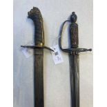 Swords. An 1803 pattern officer's sword plus composite Scottish short sword